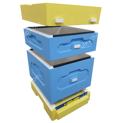 Вулик ППС, 1 корпус "Дадан 300 мм" на 10 рамок + 2 магазини 145 мм, сітчасте дно, високий дах