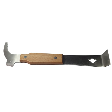 Стамеска пасечная нержавеющая (ЕВРОПЕЙКА),  для подъема рамок с деревянной ручкой 